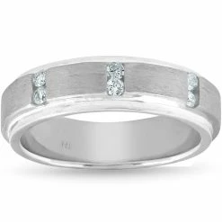 Buy 🌟 Pompeii3 Mens 1/8ct Diamond Brushed Wedding Ring Comfort Fit Band 😉