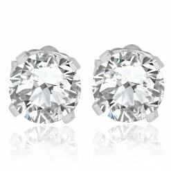 New 🔔 Pompeii3 Certified 7/8Ct Natural Diamond Studs Round-Cut 4Prong 14K White Gold Earrings for 👩 women 🎉