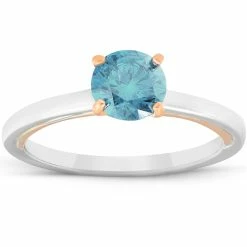 Best deal 🎉 Pompeii3 1 Ct Blue Diamond Solitaire Two Tone Engagement Ring 14k White & Rose Gold for 👩 women ✨