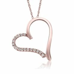 New 😍 Pompeii3 1/10Ct Sideways Diamond Heart Pendant Necklace in White, Yellow, or Rose Gold for 👩 women 👏