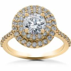 Best reviews of โค๏ธ Pompeii3 1 ct Double Halo Diamond Lab Created Engagement Ring 14k Yellow Gold for ๐ฉ women ๐