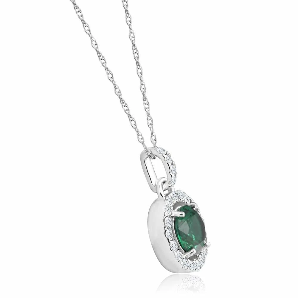New ๐ Pompeii3 1 1/2Ct Emerald Diamond Halo Pendant ๐ฉ Women's 10k White Gold Necklace 18" Length ๐คฉ - Image 2