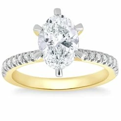 Hot Sale โจ Pompeii3 2.63Ct TW Certified Oval Diamond Engagement Gold Ring Side Halo Lab Grown for ๐ฉ women โ๏ธ