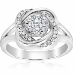 Best Pirce ๐ Pompeii3 1/2 ct Diamond Halo Crossover Engagement Ring 14k White Gold (K-L,I2-I3) for ๐ฉ women โจ