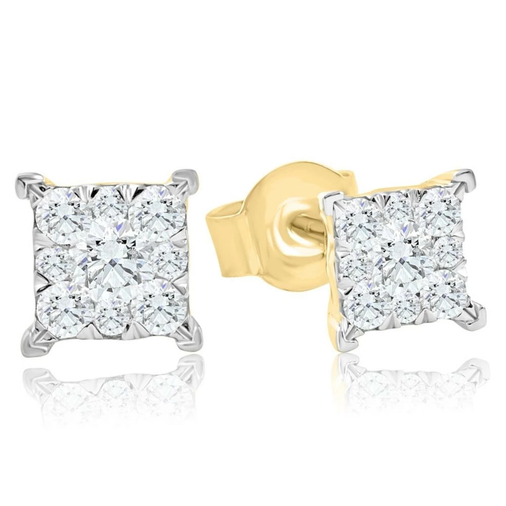 Best deal โจ Pompeii3 1/2Ct Diamond Princess Cut Square Round Cut Lab Grown Diamond Earrings Gold for ๐ฉ women โ - Image 2