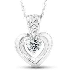 Cheapest 🎉 Pompeii3 1/4Ct Solitaire Heart Diamond Solitaire Pendant 10k White Gold 17mm Tall for 👩 women 🌟