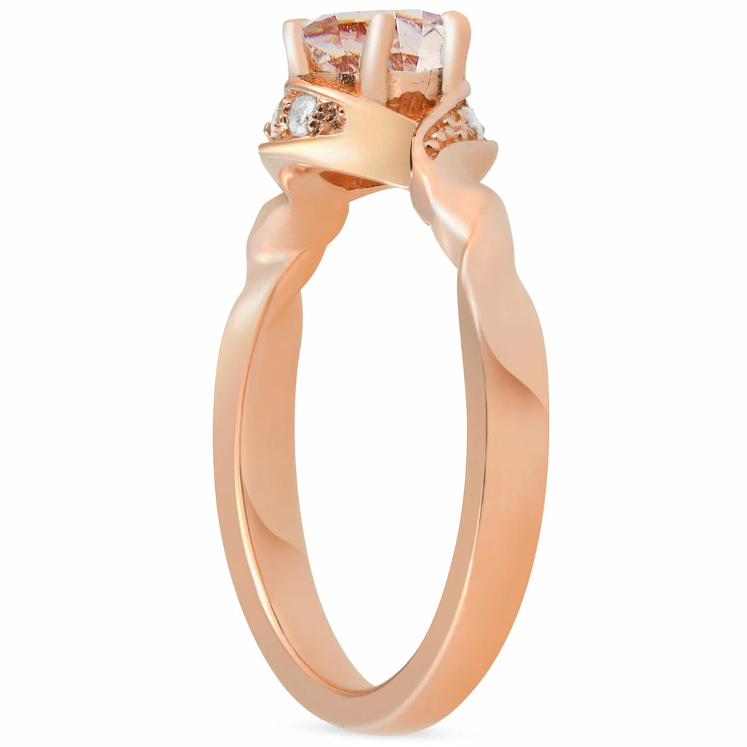 Best deal ✔️ Pompeii3 3/4 ct Diamond & Morganite 14k Rose Gold Solitaire Twist Band Engagement Ring for 👩 women 😉 - Image 2