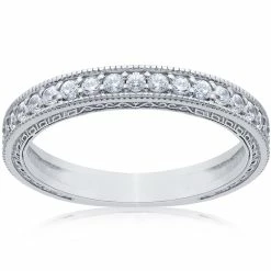 Best Pirce โ๏ธ Pompeii3 1/2Ct Diamond Wedding Vintage Ring Anniversary Stackable Band 14k White Gold for ๐ฉ women ๐