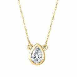 Cheapest 😀 Pompeii3 Certified .55Ct Pear Shape Solitaire Pendant 14k Yellow Gold Lab Grown Necklace for 👩 women 💯