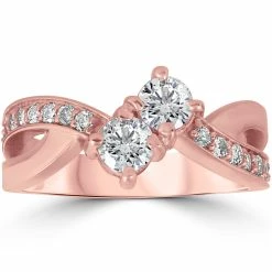 Best Pirce ๐ Pompeii3 1 cttw Forever Us 2-Stone Diamond Engagement Cross Over Ring 10k Rose Gold for ๐ฉ women ๐