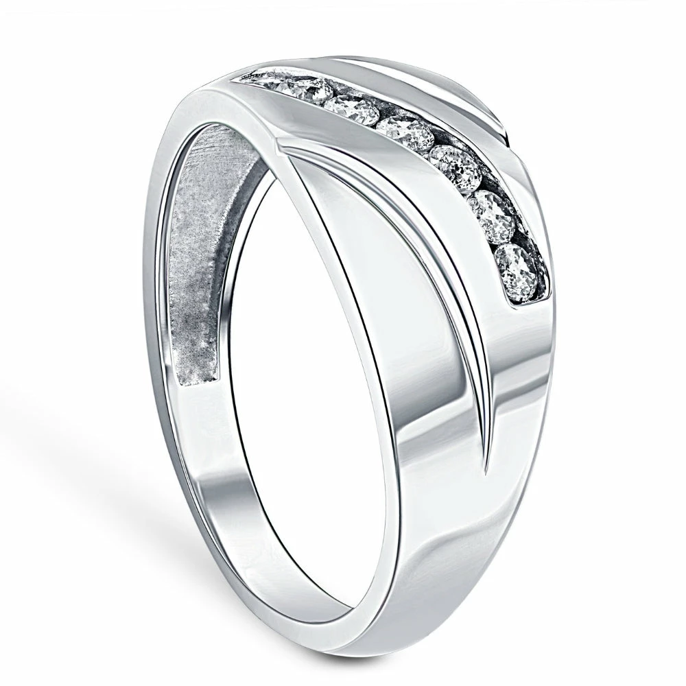 Deals 👏 Pompeii3 Mens 1/3ct Diamond Wedding Ring 10k White Gold Anniversary Band 💯 - Image 2
