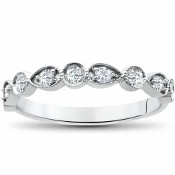 Best deal 😍 Pompeii3 1/4Ct Diamond Wedding Ring 👩 Womens Stackable 10k White Gold Anniversary Band ⭐