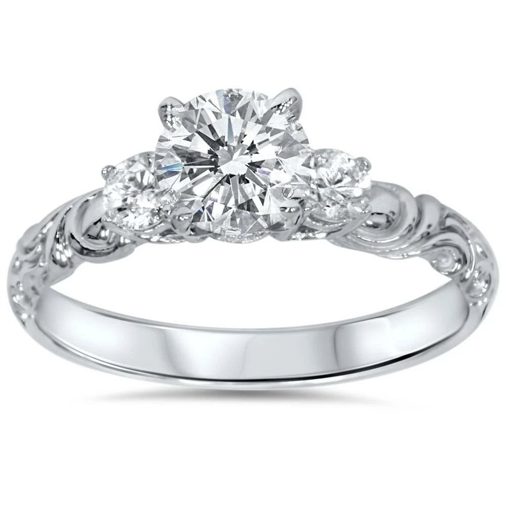 Best deal ๐ Pompeii3 3/4ct Vintage 3 Stone Diamond Engagement Ring 14K White Gold for ๐ฉ women ๐ฅฐ