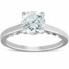 Best deal 👏 Pompeii3 1 1/2 Ct Diamond & CZ Engagement Ring 14k White Gold for 👩 women ✔️