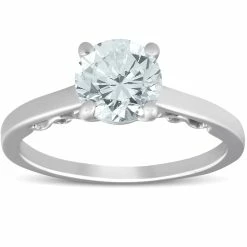 Best deal 👏 Pompeii3 1 1/2 Ct Diamond & CZ Engagement Ring 14k White Gold for 👩 women ✔️