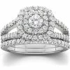 Best deal 👍 Pompeii3 1 1/10ct Cushion Halo Diamond Engagement Wedding Ring Set 10K White Gold for 👩 women 🧨