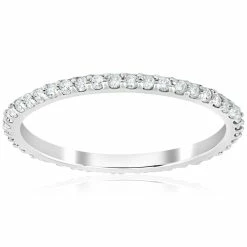 Best Pirce 🔥 Pompeii3 3/8ct Diamond Eternity Ring 14k White Gold 👩 Womens Stackable Wedding Band 👏