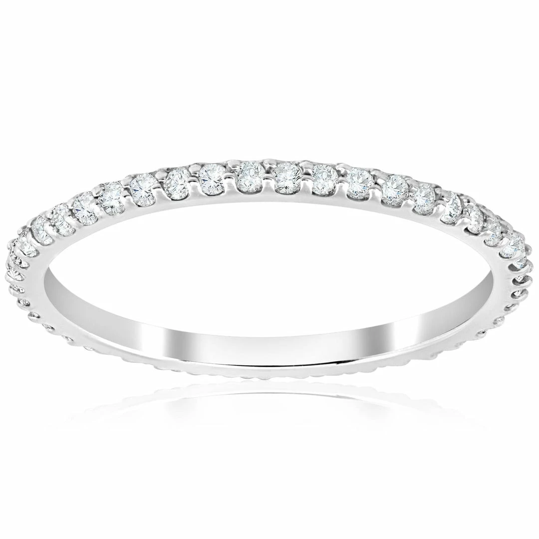 Best Pirce 🔥 Pompeii3 3/8ct Diamond Eternity Ring 14k White Gold 👩 Womens Stackable Wedding Band 👏