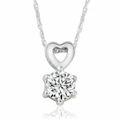 Best Sale ✨ Pompeii3 1/2Ct Diamond Solitaire Heart Pendant Necklace in White, Yellow, or Rose Gold for 👩 women ✨