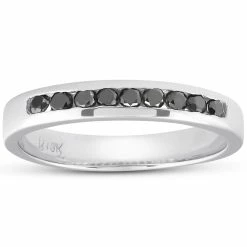 Wholesale 💯 Pompeii3 1/4 Ct Black Diamond Channel Set Wedding Ring 10k White Gold for 👩 women 😀