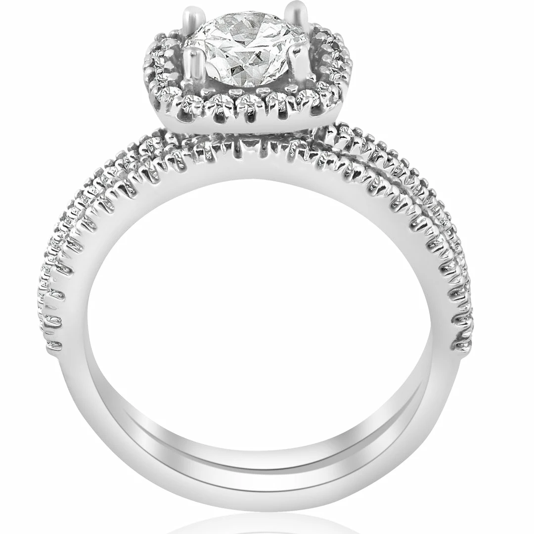 Best deal โจ Pompeii3 1 1/5ct Diamond Cushion Halo Engagement Ring Wedding Band Set 14k White Gold for ๐ฉ women ๐ - Image 3