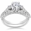 Wholesale 😀 Pompeii3 2 ct Diamond Vintage Engagement Wedding Ring Set 14k White Gold for 👩 women 👍