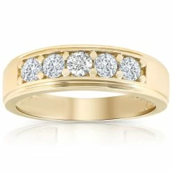 Deals ⭐ Pompeii3 1 Ct Diamond Ring Mens High Polished 14k Yellow Gold Wedding Anniversary Band 😍