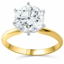 Best Sale ๐ Pompeii3 G/VS 3.01Ct Certified Diamond Gold W/ Platinum Prongs Engagement Ring Lab Grown for ๐ฉ women โจ