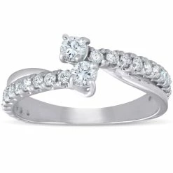 Top 10 🤩 Pompeii3 1Ct Two Stone Diamond Engagement Forever Us Ring 14K White Gold Anniversary Band for 👩 women 🎁