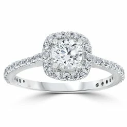 Best Pirce ๐งจ Pompeii3 Platinum 1 1/5ct TDW Cushion Halo Round Diamond Engagement Ring for ๐ฉ women โ๏ธ