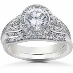 Wholesale 🛒 Pompeii3 3/8 ct Lab Grown Diamond Zoe Engagement Ring Setting & Matching Wedding Band for 👩 women ❤️