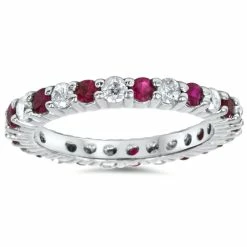Promo ๐ Pompeii3 1 1/2ct Garnet Diamond Eternity Ring 14k White Gold for ๐ฉ women ๐ฏ