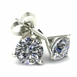 Outlet 😍 Pompeii3 2.00Ct Round Brilliant Cut Natural Quality VS2-SI1 Diamond Stud Earrings in 14K Gold Martini Setting for 👩 women 😀