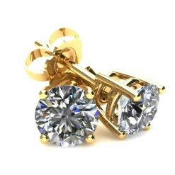 Deals 🌟 Pompeii3 2.00Ct Round Brilliant Cut Natural Quality VS2-SI1 Diamond Stud Earrings in 14K Gold Basket Setting for 👩 women 😍