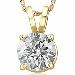 Buy 🎉 Pompeii3 2ct Round Diamond Solitaire Pendant 14k Yellow Gold Enhanced for 👩 women 🥰