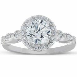 Promo ๐ Pompeii3 1 3/4 Ct Diamond Engagement Ring 14k White Gold Halo Enhanced for ๐ฉ women โญ