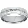 Outlet 🤩 Pompeii3 Mens Diamond 3/8ct Eternity Ring Wedding Band 14k White Gold High Polished 7MM ✨