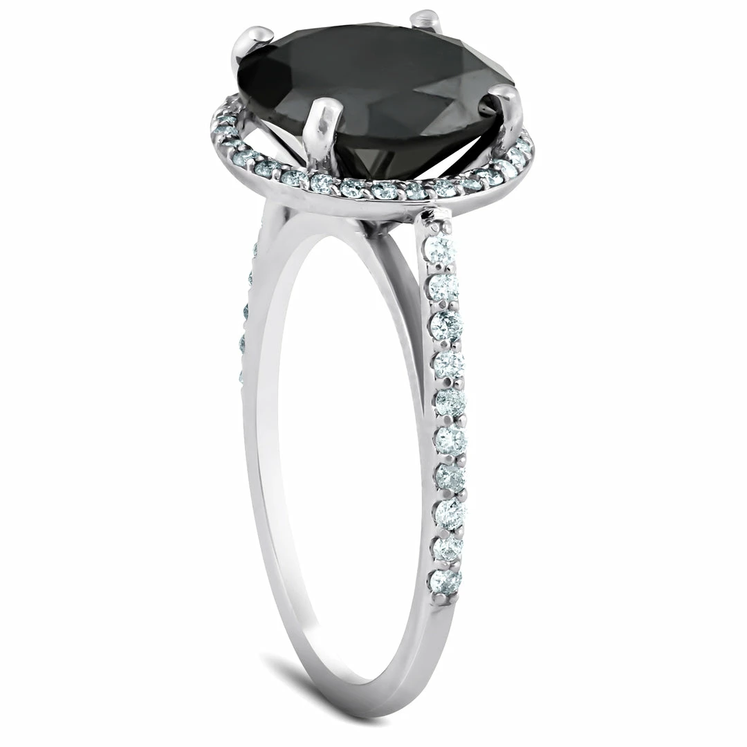 Best deal ๐ Pompeii3 3 1/3 Ct Black Diamond Halo Engagement Ring 14k White Gold for ๐ฉ women โจ - Image 3