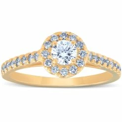 Wholesale ✔️ Pompeii3 3/4 Ct Halo Round Diamond Engagement Halo Ring 10k Yellow Gold for 👩 women 😍