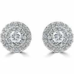 Top 10 🤩 Pompeii3 .94 cttw Diamond Double Halo Vintage Studs 14k White Gold for 👩 women 😍
