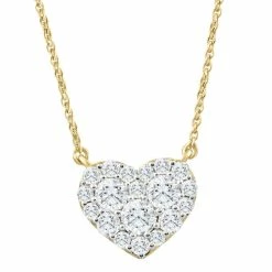 Best Pirce 🤩 Pompeii3 1Ct T.W. Heart Diamond Pendant 10k Yellow Gold Lab Grown 18" Necklace for 👩 women 🧨
