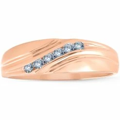 Best reviews of ⭐ Pompeii3 Mens Rose Gold 1/4 Ct Diamond Wedding Band High Polished Ring 😀
