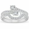 Best deal 😍 Pompeii3 1 1/2 Ct Diamond Engagement Two Stone Forever Us Ring Set White Gold for 👩 women ⌛