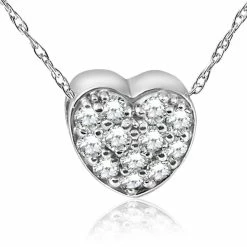 New 🤩 Pompeii3 1/4ct Pave Diamond Petite Heart Pendant 14K White Gold 1/4" for 👩 women 🥰