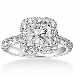 Best Pirce 🔔 Pompeii3 2 cttw Halo Princess Square Cut Diamond Engagement Ring 14k White Gold for 👩 women 🛒
