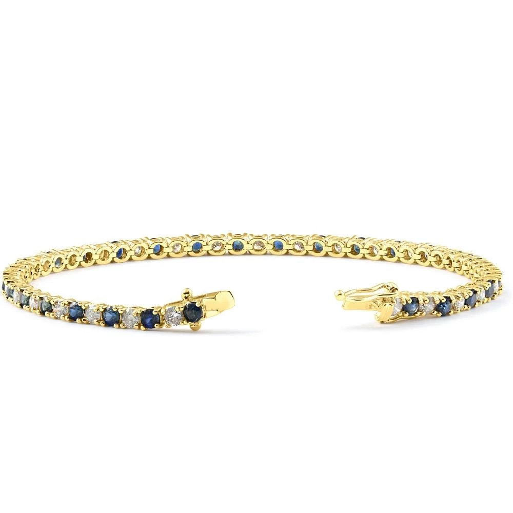 New ๐ Pompeii3 3ct Blue Sapphire & Diamond Tennis Bracelet 14K Yellow Gold 7" for ๐ฉ women ๐ - Image 2