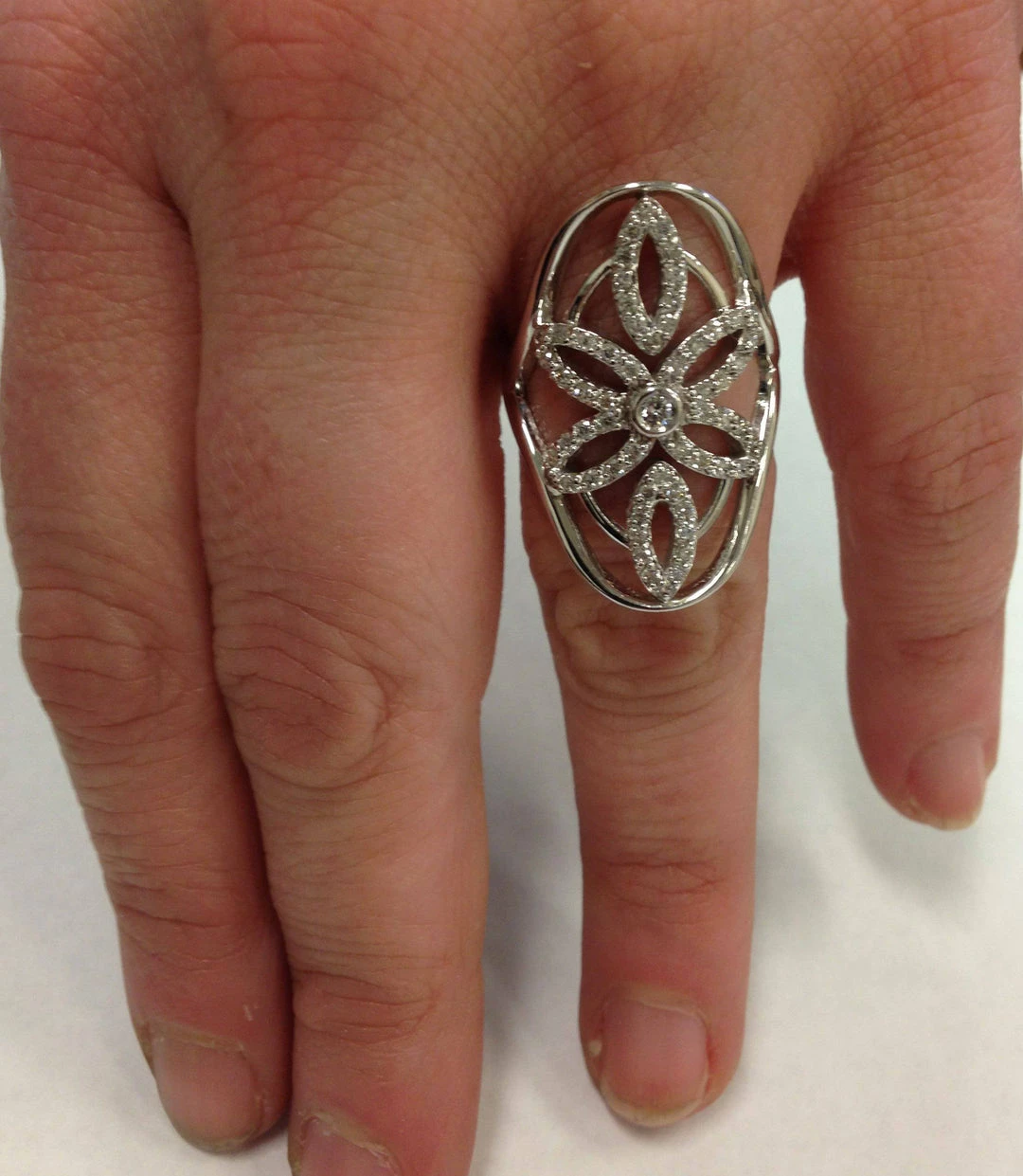 Promo ๐งจ Pompeii3 SI 5/8ct Vintage Right Hand Antique Style Diamond Ring 14K White Gold Size 7 for ๐ฉ women ๐งจ - Image 3