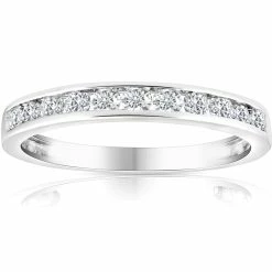 Best deal ๐ฅ Pompeii3 1/2 Ct T.W. Certified Diamond Round-Cut Channel Set Wedding Ring 10k White Gold for ๐ฉ women ๐
