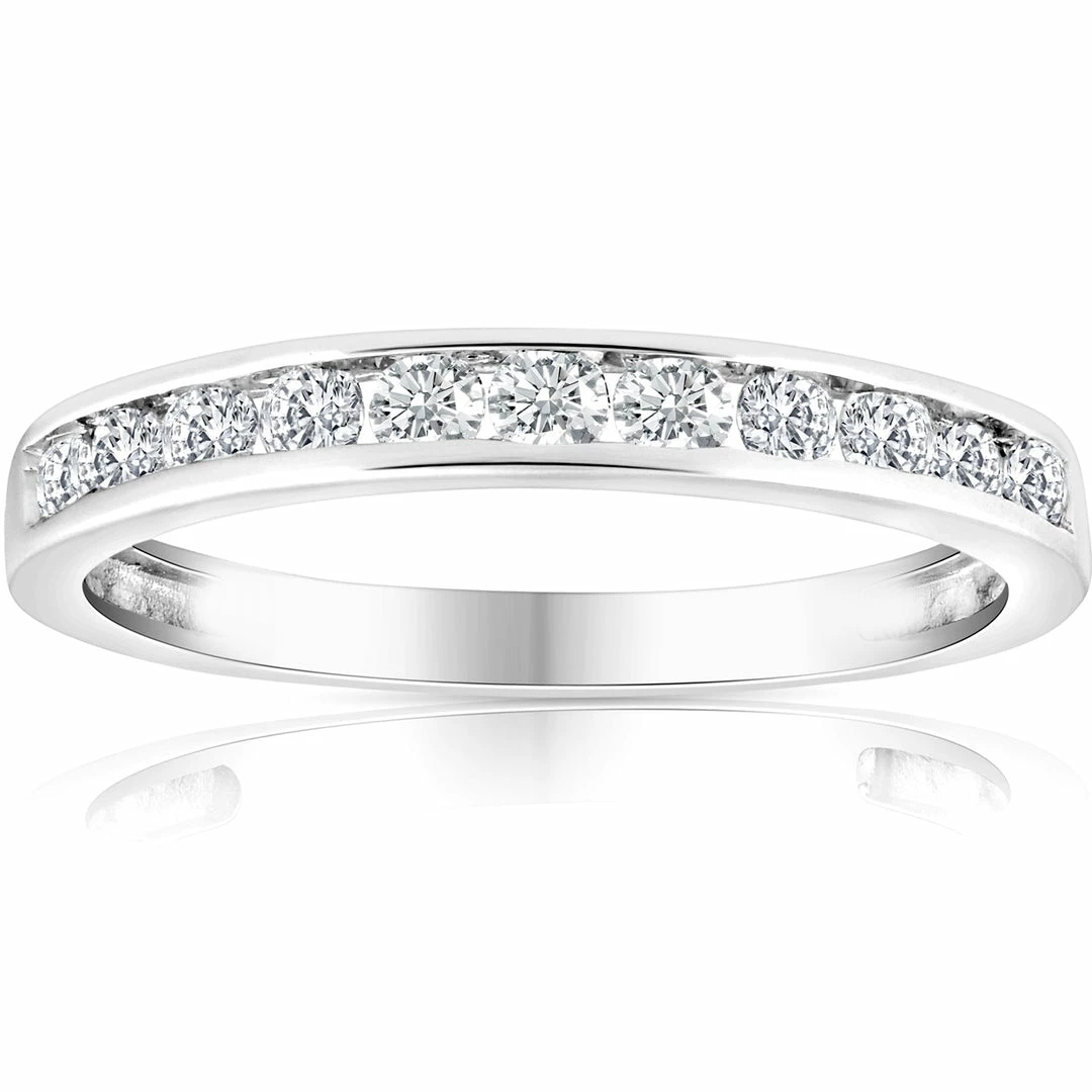 Best deal ๐ฅ Pompeii3 1/2 Ct T.W. Certified Diamond Round-Cut Channel Set Wedding Ring 10k White Gold for ๐ฉ women ๐