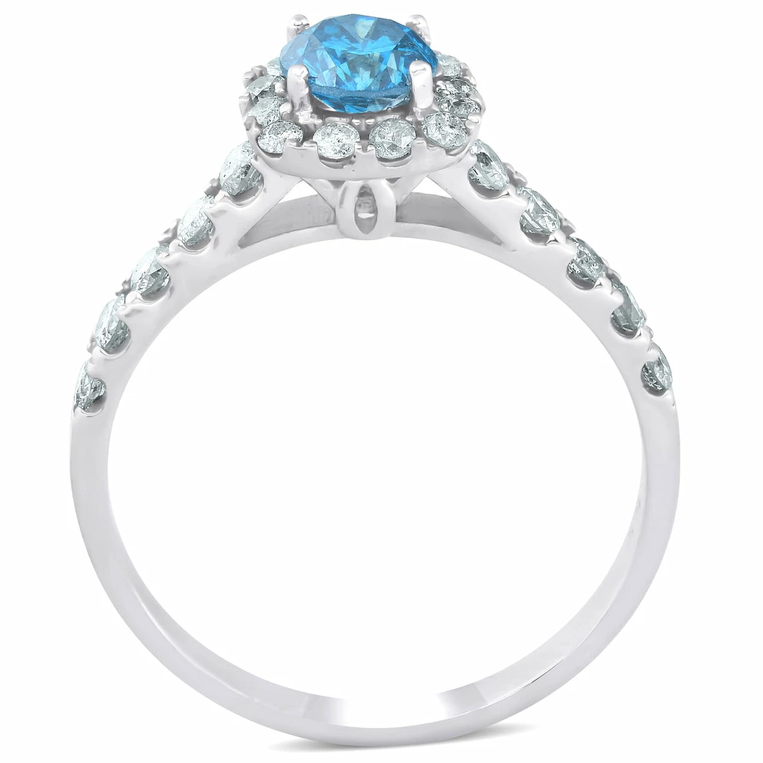 Wholesale ๐ Pompeii3 1 Ct Blue Diamond Cushion Halo Engagement Ring 14k White Gold for ๐ฉ women ๐ - Image 2